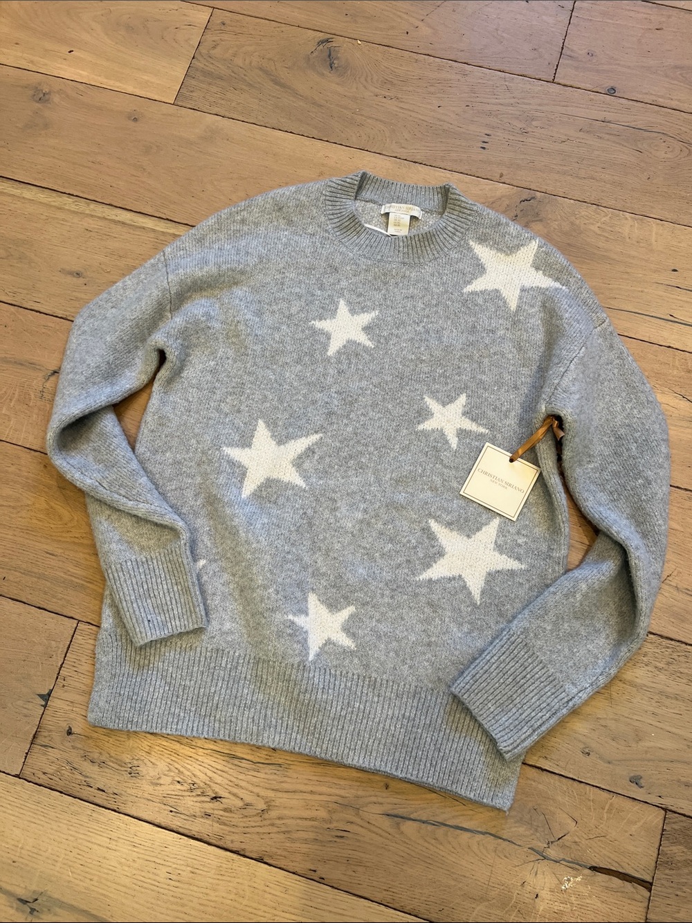 Christian Siriano Gray Star Crewneck Sweater